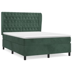 vidaXL Boxspringbett mit Matratze Dunkelgrün 140x190 cm Samt