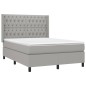 vidaXL Boxspringbett mit Matratze Hellgrau 140x190 cm Stoff vidaXL Boxspringbett mit Matratze Hellgrau 140x190 cm Stoff