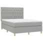 vidaXL Boxspringbett mit Matratze & LED Hellgrau 140x190 cm Stoff vidaXL Boxspringbett mit Matratze & LED Hellgrau 140x190 cm Stoff