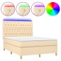 vidaXL Boxspringbett mit Matratze & LED Creme 140x190 cm Stoff vidaXL Boxspringbett mit Matratze & LED Creme 140x190 cm Stoff