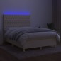vidaXL Boxspringbett mit Matratze & LED Creme 140x190 cm Stoff vidaXL Boxspringbett mit Matratze & LED Creme 140x190 cm Stoff