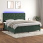 vidaXL Boxspringbett mit Matratze & LED Dunkelgrün 200x200 cm Samt vidaXL Boxspringbett mit Matratze & LED Dunkelgrün 200x200 cm Samt
