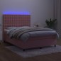 vidaXL Boxspringbett mit Matratze & LED Rosa 140x190 cm Samt vidaXL Boxspringbett mit Matratze & LED Rosa 140x190 cm Samt