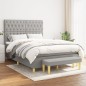 vidaXL Boxspringbett mit Matratze Hellgrau 140x200 cm Stoff vidaXL Boxspringbett mit Matratze Hellgrau 140x200 cm Stoff