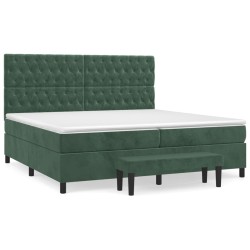 vidaXL Boxspringbett mit Matratze Dunkelgrün 200x200 cm Samt