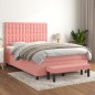 vidaXL Boxspringbett mit Matratze Rosa 140x200 cm Samt vidaXL Boxspringbett mit Matratze Rosa 140x200 cm Samt