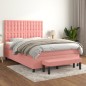 vidaXL Boxspringbett mit Matratze Rosa 140x190 cm Samt vidaXL Boxspringbett mit Matratze Rosa 140x190 cm Samt