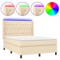 vidaXL Boxspringbett mit Matratze & LED Creme 140x200 cm Stoff vidaXL Boxspringbett mit Matratze & LED Creme 140x200 cm Stoff