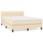 vidaXL Boxspringbett mit Matratze Creme 140x190 cm Stoff vidaXL Boxspringbett mit Matratze Creme 140x190 cm Stoff