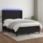 vidaXL Boxspringbett mit Matratze & LED Schwarz 140x200 cm Stoff vidaXL Boxspringbett mit Matratze & LED Schwarz 140x200 cm Stoff