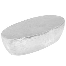 vidaXL Couchtisch Silber gehämmert 100 x 50 x 28 cm Aluminium