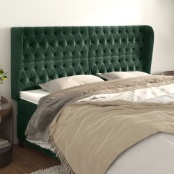 vidaXL Kopfteil mit Ohren Dunkelgrün 203x23x118/128 cm Samt