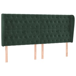 vidaXL Kopfteil mit Ohren Dunkelgrün 203x23x118/128 cm Samt
