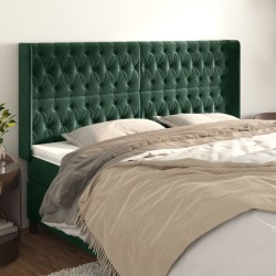 vidaXL Kopfteil mit Ohren Dunkelgrün 203x16x118/128 cm Samt