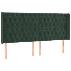 vidaXL Kopfteil mit Ohren Dunkelgrün 203x16x118/128 cm Samt