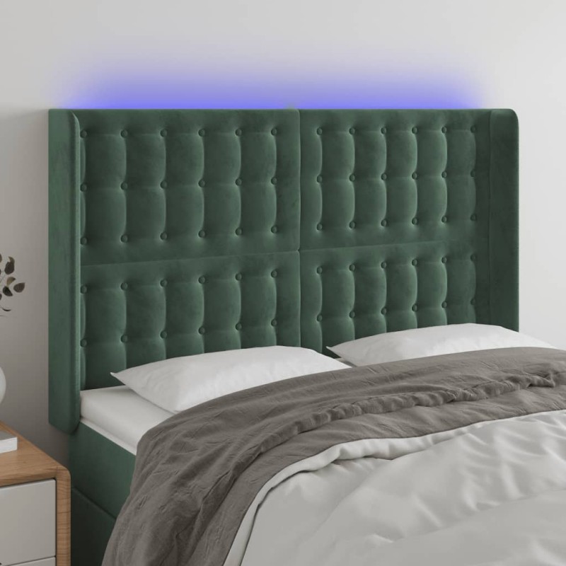 vidaXL LED Kopfteil Dunkelgrün 147x16x118/128 cm Samt vidaXL LED Kopfteil Dunkelgrün 147x16x118/128 cm Samt