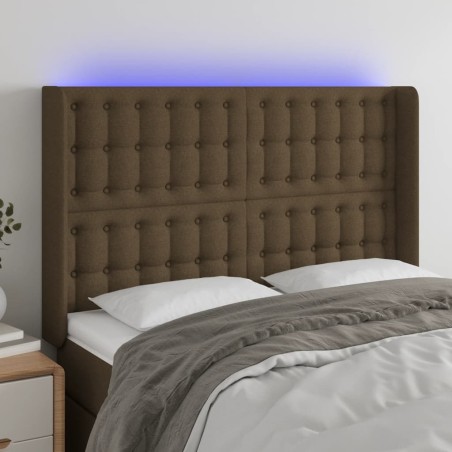 vidaXL LED Kopfteil Dunkelbraun 147x16x118/128 cm Stoff