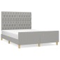 vidaXL Bettgestell mit Kopfteil Hellgrau 140x190 cm Stoff vidaXL Bettgestell mit Kopfteil Hellgrau 140x190 cm Stoff