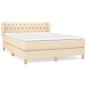 vidaXL Boxspringbett mit Matratze Creme 140x190 cm Stoff vidaXL Boxspringbett mit Matratze Creme 140x190 cm Stoff
