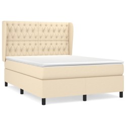 vidaXL Boxspringbett mit Matratze Creme 140x190 cm Stoff