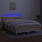 vidaXL Boxspringbett mit Matratze & LED Creme 140x190 cm Stoff vidaXL Boxspringbett mit Matratze & LED Creme 140x190 cm Stoff