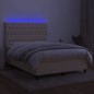 vidaXL Boxspringbett mit Matratze & LED Creme 140x190 cm Stoff vidaXL Boxspringbett mit Matratze & LED Creme 140x190 cm Stoff