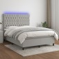vidaXL Boxspringbett mit Matratze & LED Hellgrau 140x190 cm Stoff vidaXL Boxspringbett mit Matratze & LED Hellgrau 140x190 cm Stoff