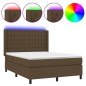 vidaXL Boxspringbett mit Matratze & LED Dunkelbraun 140x200 cm Stoff vidaXL Boxspringbett mit Matratze & LED Dunkelbraun 140x200 cm Stoff