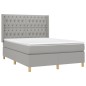 vidaXL Boxspringbett mit Matratze & LED Hellgrau 140x190 cm Stoff vidaXL Boxspringbett mit Matratze & LED Hellgrau 140x190 cm Stoff