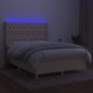 vidaXL Boxspringbett mit Matratze & LED Creme 140x190 cm Stoff vidaXL Boxspringbett mit Matratze & LED Creme 140x190 cm Stoff