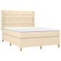 vidaXL Boxspringbett mit Matratze & LED Creme 140x190 cm Stoff vidaXL Boxspringbett mit Matratze & LED Creme 140x190 cm Stoff