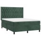 vidaXL Boxspringbett mit Matratze & LED Dunkelgrün 140x200 cm Samt vidaXL Boxspringbett mit Matratze & LED Dunkelgrün 140x200 cm Samt