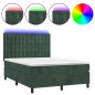 vidaXL Boxspringbett mit Matratze & LED Dunkelgrün 140x200 cm Samt vidaXL Boxspringbett mit Matratze & LED Dunkelgrün 140x200 cm Samt