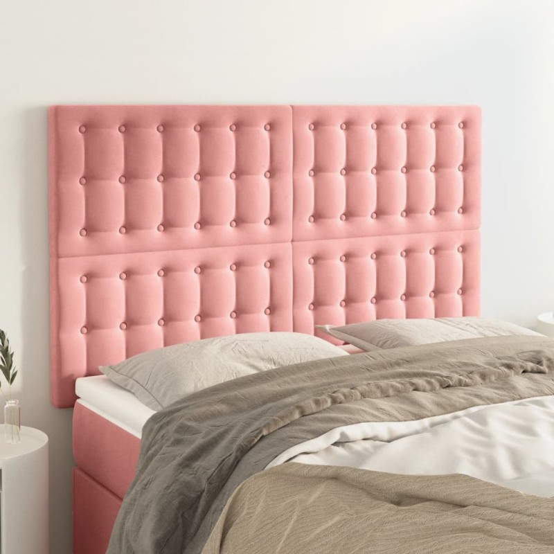 vidaXL Kopfteile 4 Stk. Rosa 72x5x78/88 cm Samt