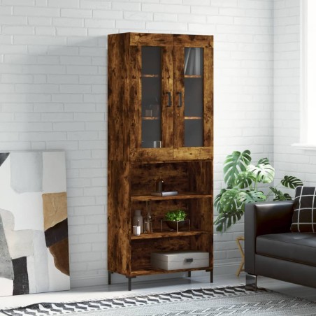 Highboard Räuchereiche 69,5x34x180 cm Holzwerkstoff