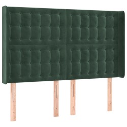 vidaXL Kopfteil mit Ohren Dunkelgrün 147x16x118/128 cm Samt