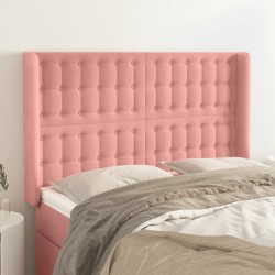 vidaXL Kopfteil mit Ohren Rosa 147x16x118/128 cm Samt