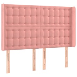 vidaXL Kopfteil mit Ohren Rosa 147x16x118/128 cm Samt