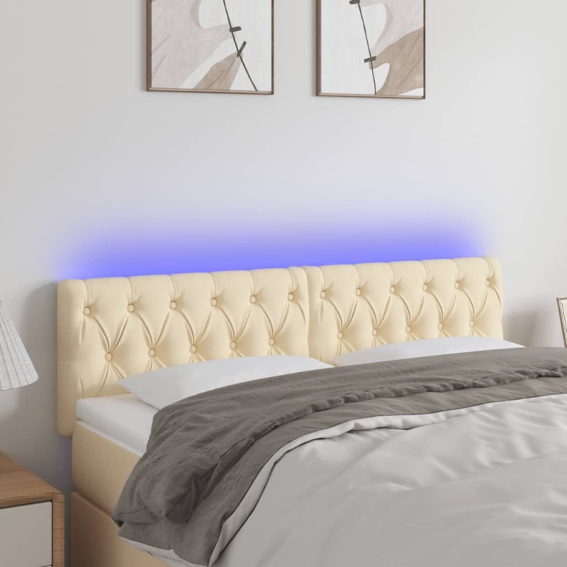 vidaXL LED Kopfteil Creme 144x7x78/88 cm Stoff
