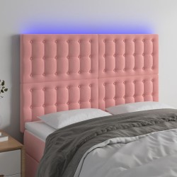 vidaXL LED Kopfteil Rosa 144x5x118/128 cm Samt