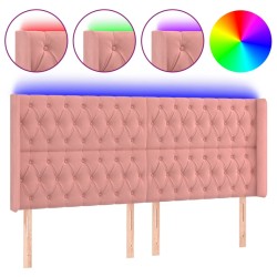 vidaXL LED Kopfteil Rosa 183x16x118/128 cm Samt