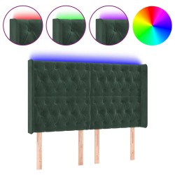 vidaXL LED Kopfteil Dunkelgrün 147x16x118/128 cm Samt