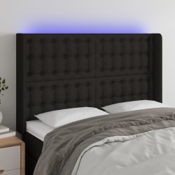 vidaXL LED Kopfteil Schwarz 147x16x118/128 cm Stoff