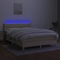 vidaXL Boxspringbett mit Matratze & LED Creme 140x200 cm Stoff vidaXL Boxspringbett mit Matratze & LED Creme 140x200 cm Stoff