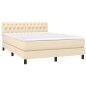 vidaXL Boxspringbett mit Matratze & LED Creme 140x190 cm Stoff vidaXL Boxspringbett mit Matratze & LED Creme 140x190 cm Stoff