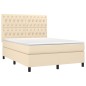 vidaXL Boxspringbett mit Matratze & LED Creme 140x200 cm Stoff vidaXL Boxspringbett mit Matratze & LED Creme 140x200 cm Stoff