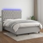 vidaXL Boxspringbett mit Matratze & LED Hellgrau 140x200 cm Stoff vidaXL Boxspringbett mit Matratze & LED Hellgrau 140x200 cm Stoff
