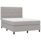vidaXL Boxspringbett mit Matratze & LED Hellgrau 140x200 cm Stoff vidaXL Boxspringbett mit Matratze & LED Hellgrau 140x200 cm Stoff