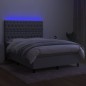 vidaXL Boxspringbett mit Matratze & LED Hellgrau 140x200 cm Stoff vidaXL Boxspringbett mit Matratze & LED Hellgrau 140x200 cm Stoff