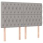 vidaXL Boxspringbett mit Matratze & LED Hellgrau 140x200 cm Stoff vidaXL Boxspringbett mit Matratze & LED Hellgrau 140x200 cm Stoff